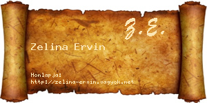 Zelina Ervin névjegykártya